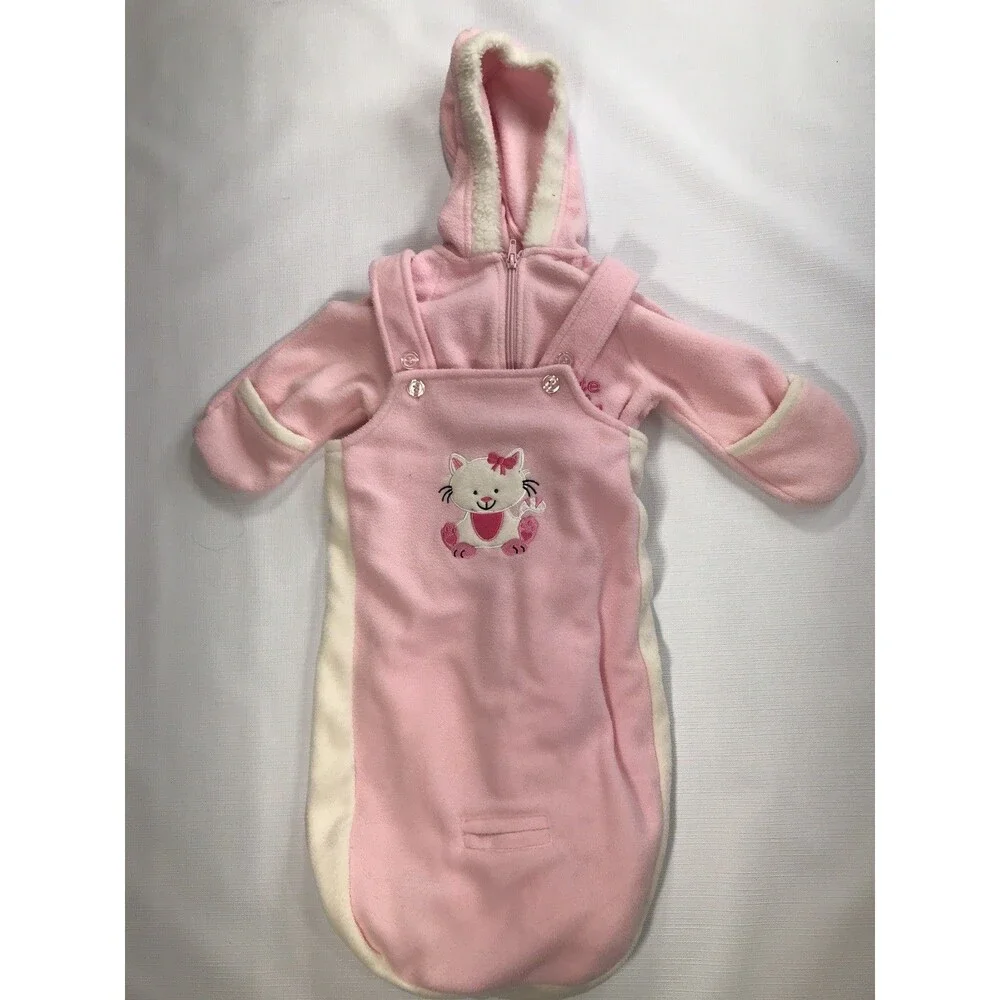 Okie Dokie 2 Piece Kitty  Baby Girls Coverall Set Size 9 Months